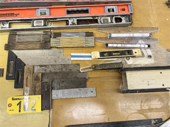 LOT OF ASSORTED RULES, LEVELS, SQUARES
