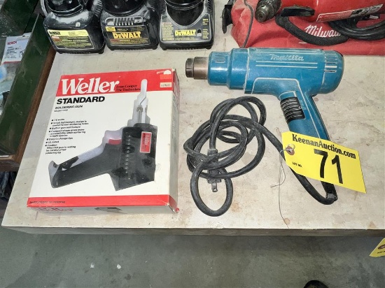 LOT: WELLER MODEL 7200 SOLDERING GUN & MAKITA MODEL HG1100 HEAT GUN