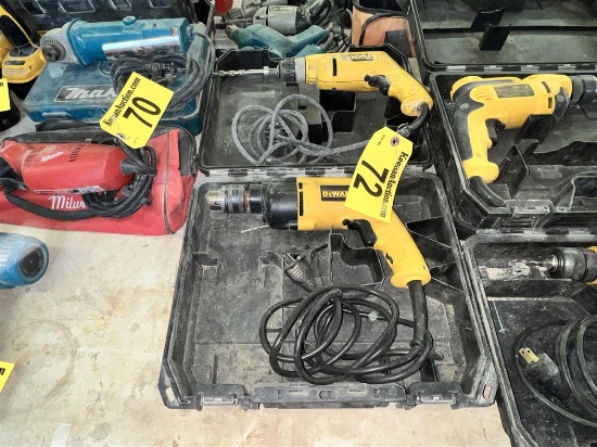 BID PRICE X QUANTITY: (2) DEWALT POWER DRILLS W/ CASES