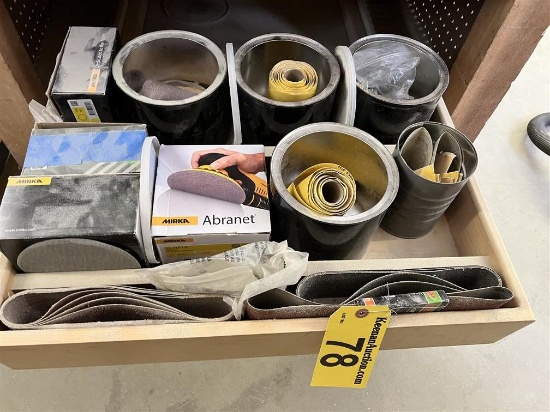 LOT OF ASSORTED SANDING BELTS & SAND PAPER