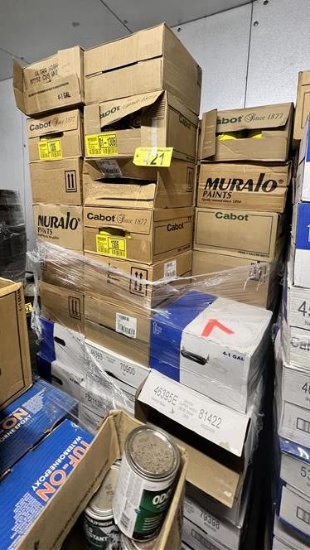 PALLET OF APPROX. (88) CASES OF ASSORTED PAINTS & STAINS