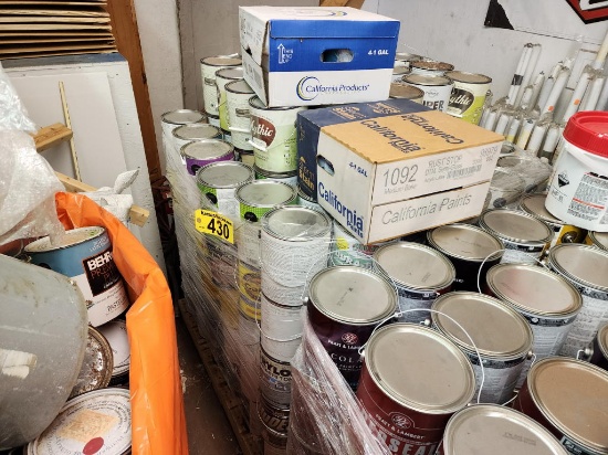 PALLET OF APPROX. 262 - 1-GAL. CANS OF ASSORTED PAINTS & STAINS