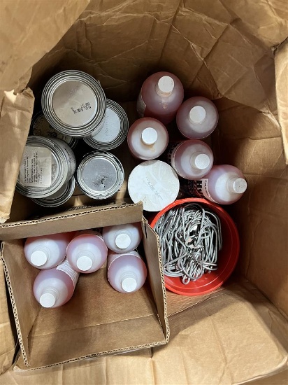 LOT: 12-CASES OF ASSORTED PAINTS, STAINS & SUNDRIES, SAND