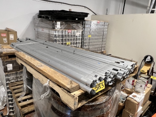 LOT: PIPE & DRAPE POLES & BASES, 30-CURTAIN PANELS, 20-WHITE, 10-GOLD