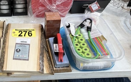 MISC. LOT: WOOD PLANKS, ART SUPPLIES, KNIFE SHARPENER