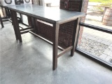 ALUMINUM, WOOD FRAME PUB TABLE, 6'X34
