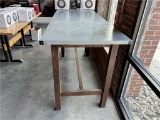 ALUMINUM, WOOD FRAME PUB TABLE, 6'X34