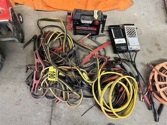LOT: BOOSTER CABLES & BATTERY CHARGERS