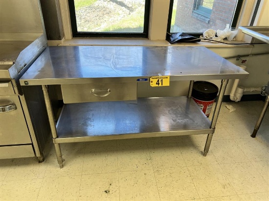 SECO 5' X 30" STAINLESS STEEL TABLE, LOWER S/S SHELF, S/S DRAWER