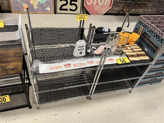 BID PRICE X 4 - (4) S/S WIRE STORAGE RACKS, 3-SHELF, 25" X 13"