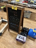 LOT: CHALKBOARD A-FRAME W/ 7-WEIGHT BAGS
