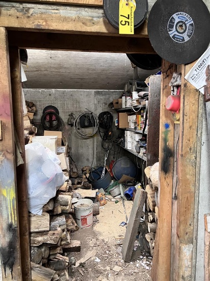 CONTENTS OF BACK ROOM, CUT-OFF BLADES, LOCKSETS, WIRE, MISC.