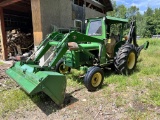 JOHN DEERE 1020 2WD TRACTOR, 145 LOADER, BUCKET  2,348 HRS. 2000 WOODS BH9000-1 BACKHOE S/N: 777342