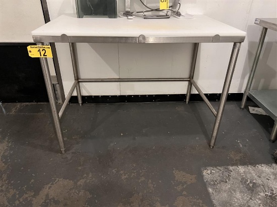 4' X 30" POLY-TOP CUTTING TABLE, S/S FRAME, 1" THICK