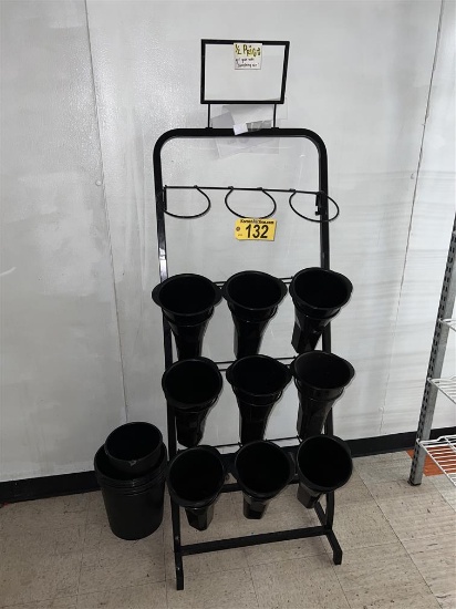 3-ROW METAL FLOWER MERCHANDISER WITH 16-ASSORTED FLOWER POTS