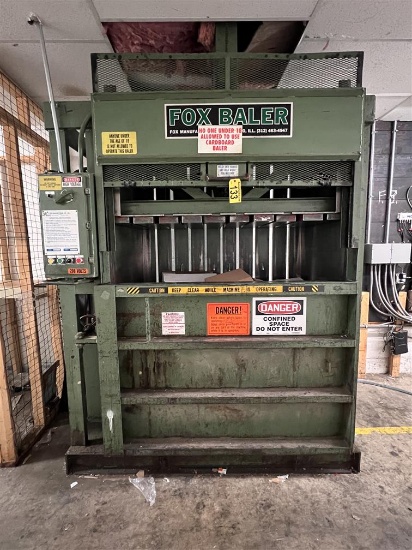 FOX BALER MODEL 60 CARDBOARD BALER, 7.5HP, 3PH, 208-VOLT, S/N: 891705