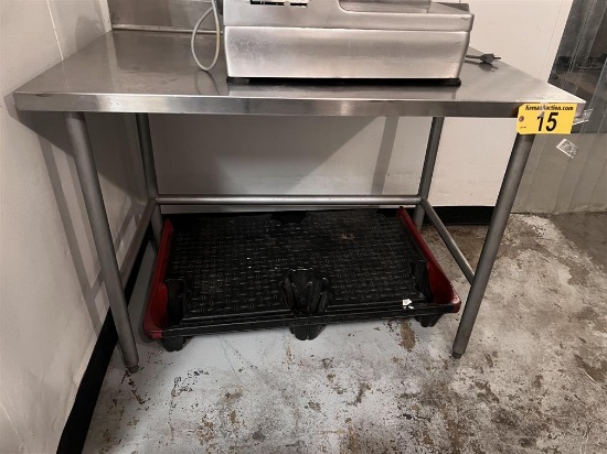 4' X 30" S/S TABLE, W/ 5" BACK SPLASH