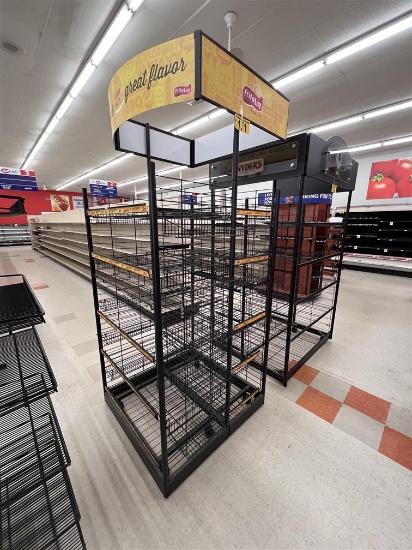 4' X 4' PORTABLE 10-SHELF DOUBLE SIDED MERCHANDISER