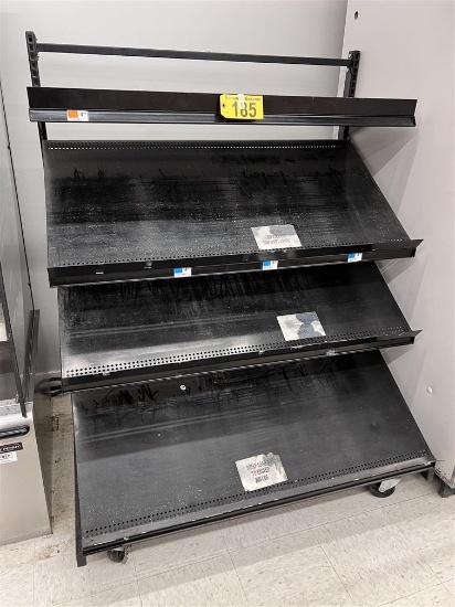 PORTABLE 4-SHELF SLANT RACK MERCHANDISER, 50"W X 36"D X 61"H