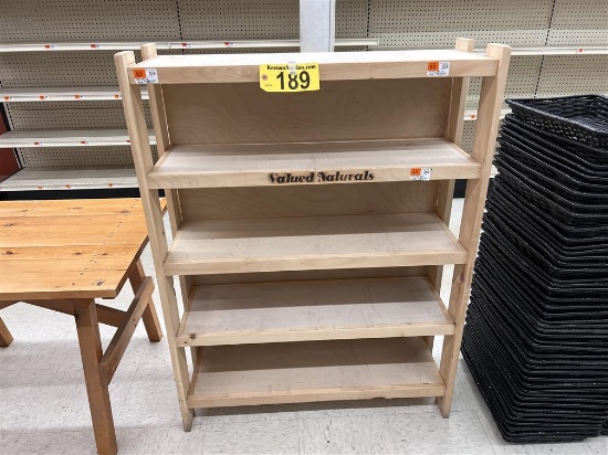 VALUED NATURALS 5-SHELF WOODEN MERCHANDISER, 35"W X 12"D X 46"H