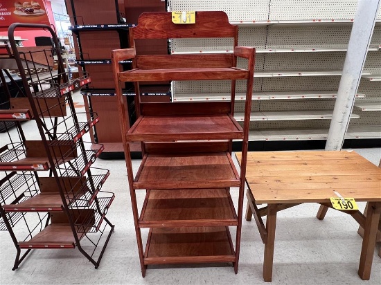 WOODEN 5-SHELF DISPLAY RACK, 25"W X 18.5"D X 63"H