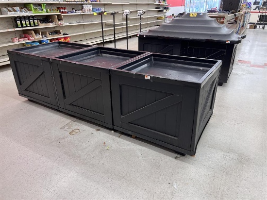 $BID PRICE X 5 - (5) PORTABLE DISPLAY TABLES W/ 5-TIER PRODUCE MERCHANDISERS