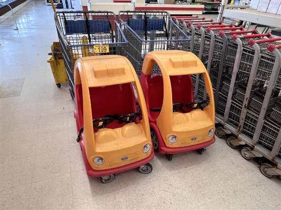 $BID PRICE X 2 - (2) BEAN-DOUBLE CHILD SHOPPING CARTS.  YOU WILL BE CHARGE 2 TIMES YOUR BID