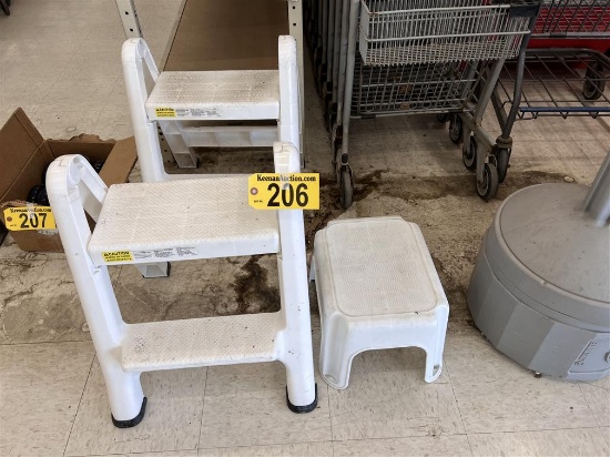 LOT OF 3-RUBBERMAID POLY STEP STOOLS