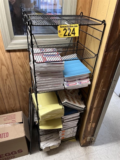 6-SHELF DISPLAY RACK & CONTENTS: COPY PAPER, COLORED PAPER, LABELS