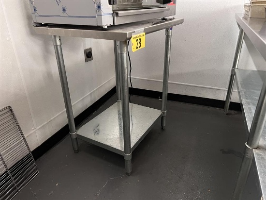 JOHN BOOS 24" X 30" S/S TABLE, LOWER GALV SHELF, 1.5" BACK SPLASH
