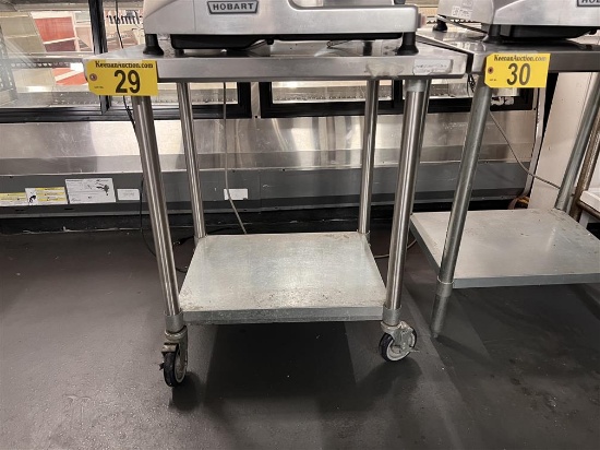 JOHN BOOS 24" X 30" S/S TABLE, ON CASTERS, LOWER GALV SHELF, 1.5" BACK SPLASH