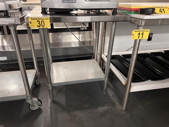 24" X 30" S/S TABLE, LOWER GALV SHELF, 1.5" BACK SPLASH