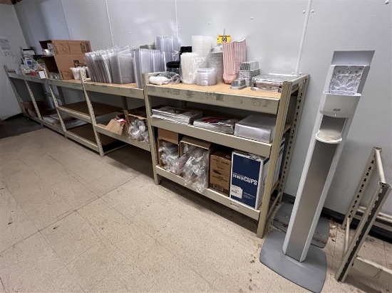 LOT OF ASSORTED PAPER & PLASTIC PRODUCTS: TAKEOUT CONTAINERS, PLASTIC UTENSILS, SOUP CONTAINERS
