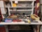 CONTENTS ON WORK BENCH: RATCHET WRENCHES, ASSORTED SOCKETS & HAND TOOLS