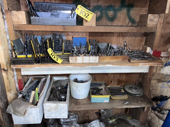 CONTENTS ON 2-SHELVES: DRILL BIT SETS, PRECISION DRILL BITS