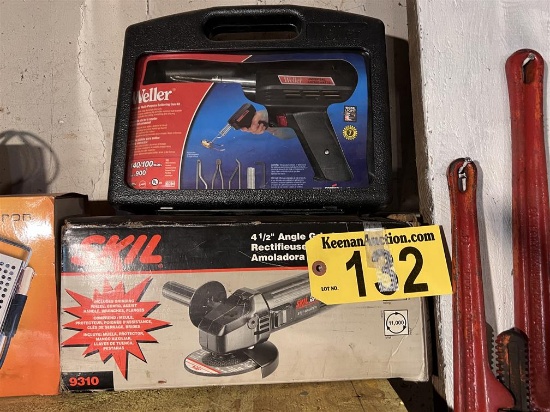 LOT: WELLER SOLDERING GUN KIT, SKIL 4 1/2" ANGLE GRINDER