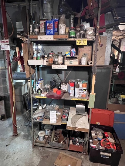 5-SHELF PARTS RACK & CONTENTS, 36" X 18" X 84"H: