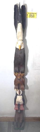6' CARVED WOODEN TOTEM POLE