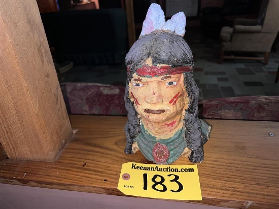 CERAMIC INDIAN HEAD BUST, 10"H