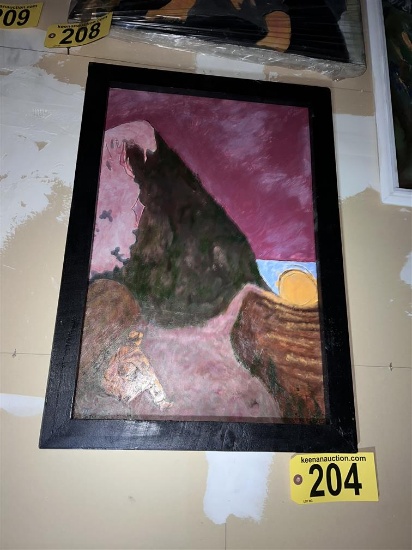 FRAMED CANVAS OIL PAINTING: SUNSET