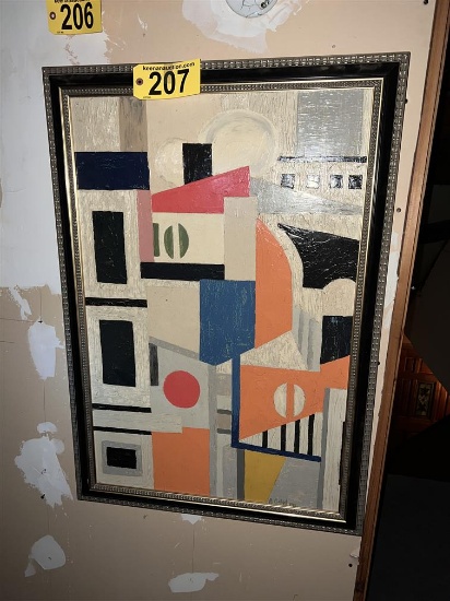 FRAMED CANVAS TEXTURED OIL PAINTING: ABSTRACT CITY