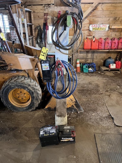 BATTERY LOT: 3-BOOSTER CABLES, TESTER, 2-BATTERIES