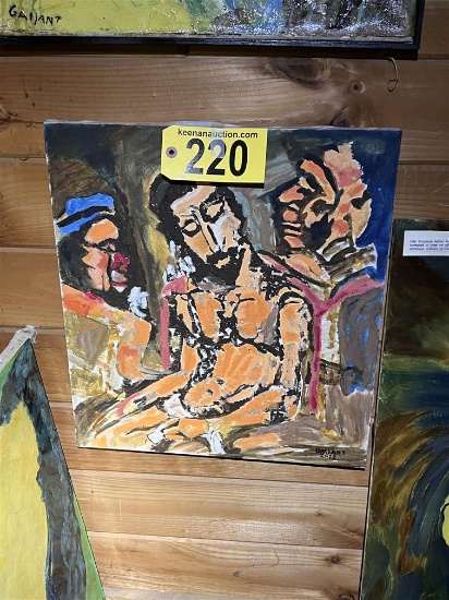 CANVAS OIL PAINTING: "CHRIST MOCKED BY SOLDIERS"