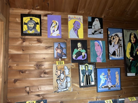 LOT OF 11-ASSORTED CANVAS OIL RELIGIOUS PAINTINGS