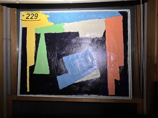 FRAMED CANVAS TEXTURED OIL PAINTING: ABSTRACT SHAPES