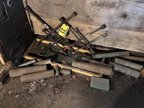 MISC. LOT: ASSORTED PIPE, 4-WAY WRENCHES, FUNNEL