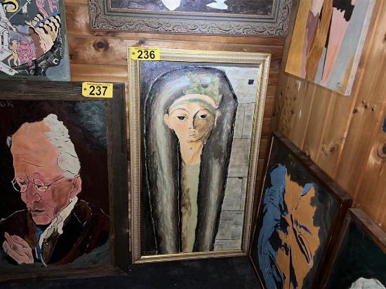 FRAMED CANVAS OIL PAINTING: EGYPTIAN WOMAN