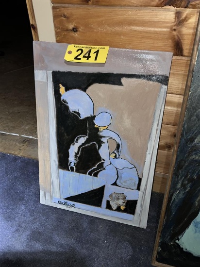 CANVAS OIL PAINTING: MAN & DOG
