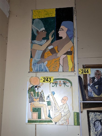 LOT OF 2-EGYPTIAN OIL PAINTINGS ON CANVAS