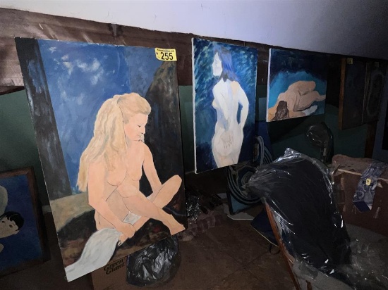 LOT OF 3-ASSORTED NUDE WOMAN CANVAS OIL PAINTINGS
